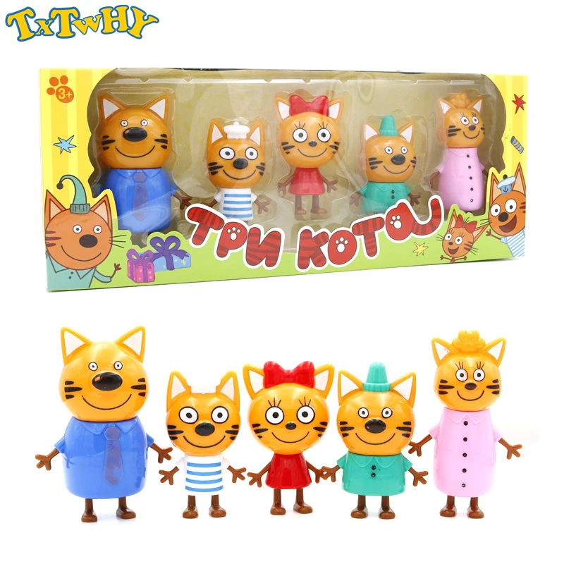 Мультфильм русские три счастливые кошки котята фигурки Куклы животные для детей