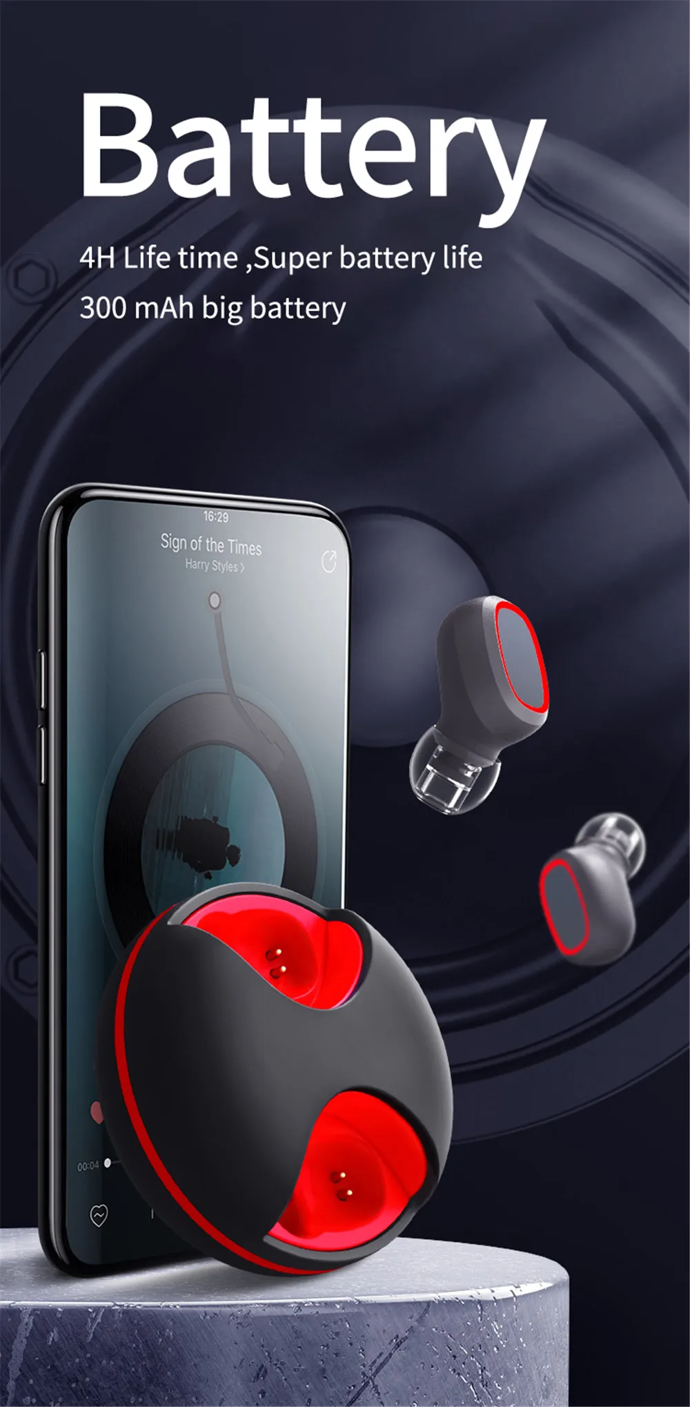 Kebidu V5.0 Bluetooth Беспроводной сенсорный Управление наушники вращения светодиодный