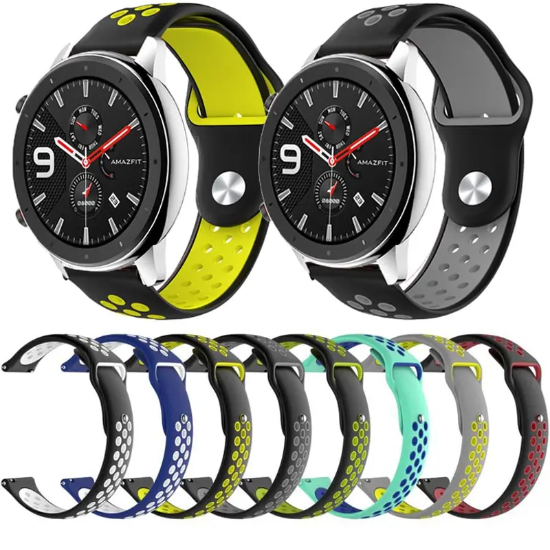 Для Xiaomi Huami Amazfit GTR 47 мм 42 мм умный силиконовый ремешок часов двойной цвет браслет ремешок для Amazfit GTR Correa
