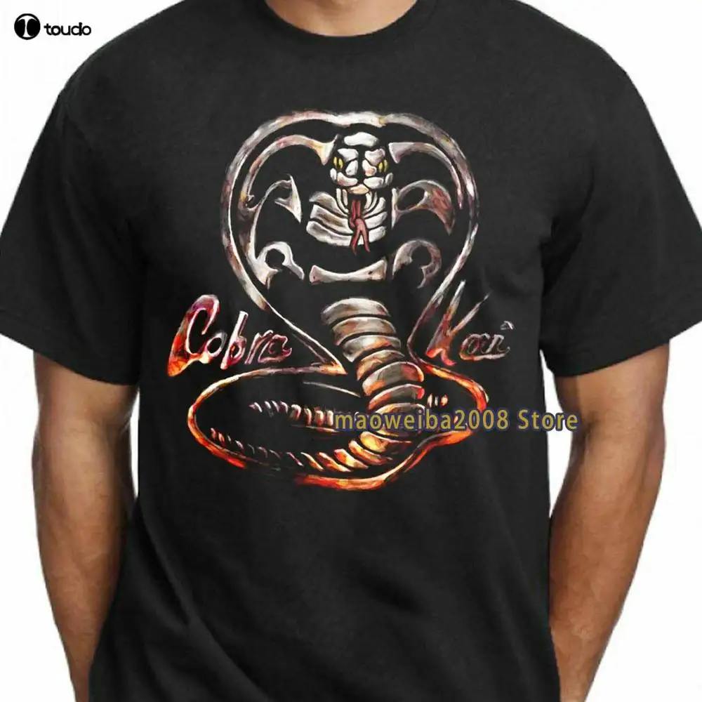 

Детская футболка для карате, Кобра Кай, змея, Кобра, без милосердия, хлопковая Мужская черная футболка для взрослых