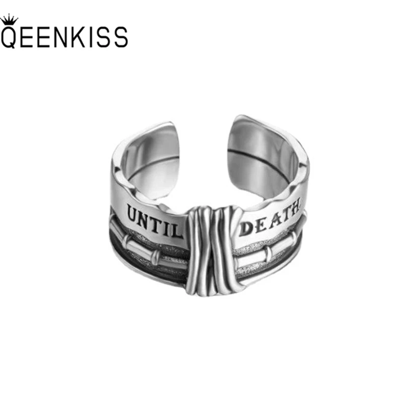 

Ювелирные изделия QEENKISS RG6762, оптовая продажа, модное Открытое кольцо из стерлингового серебра 925 пробы для мужчин и женщин на один день рожде...
