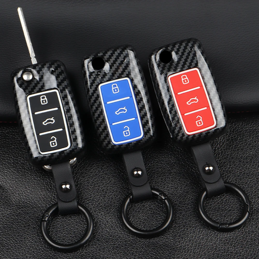 

For Volkswagen VW Golf 4 5 6 MK4 MK5 MK6 Tiguan MK1 Touareg Beetle Caravelle Polo Sharan ABS Carbon Car Remote Key Cover Case