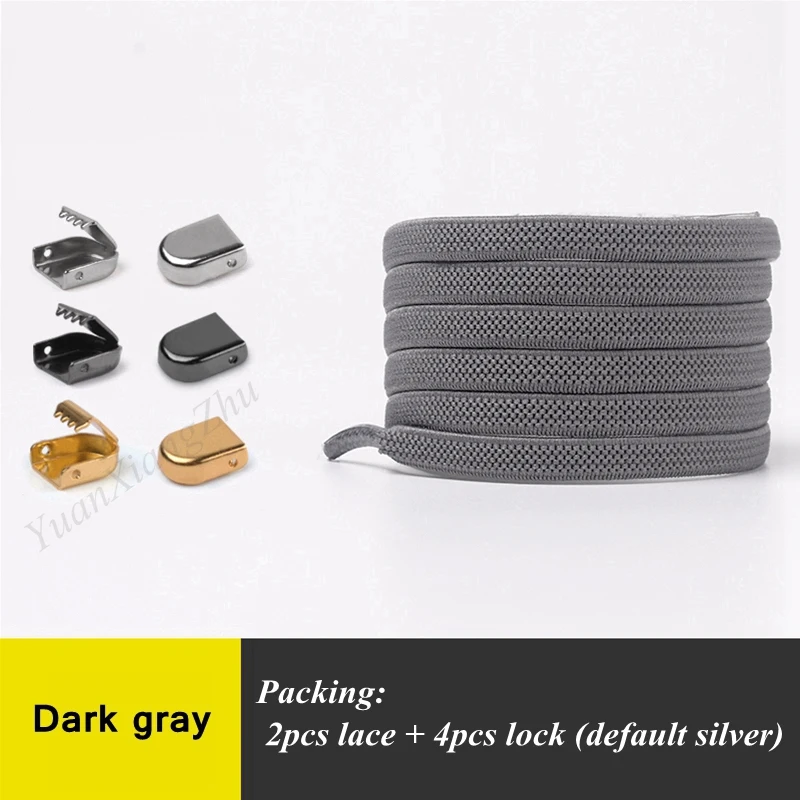 Dark gray 1 пара эластичных плоских шнурков, беговые кроссовки, шнурки легко фиксируются, шнурки для ленивых ботинок, шнурки для детей и взрослых, шнурки без завязок - Цвет: Dark gray