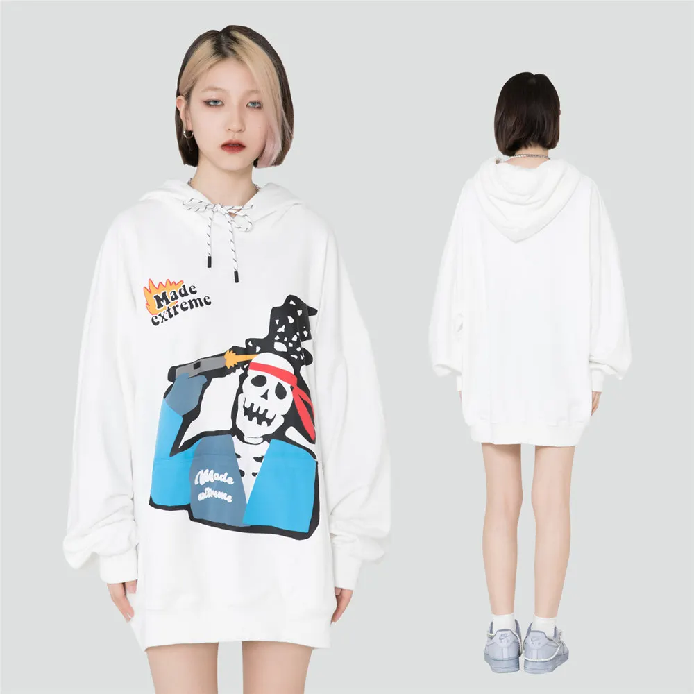 

Harajuku Streetwear Hoodies Funny Suicide Skeleton Print Hooded Sweatshirts Men Casual Fashion Hip Hop Pullover Loose Tops