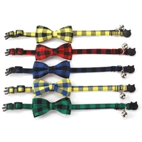new cat collar bowknot removable plaid pet collar