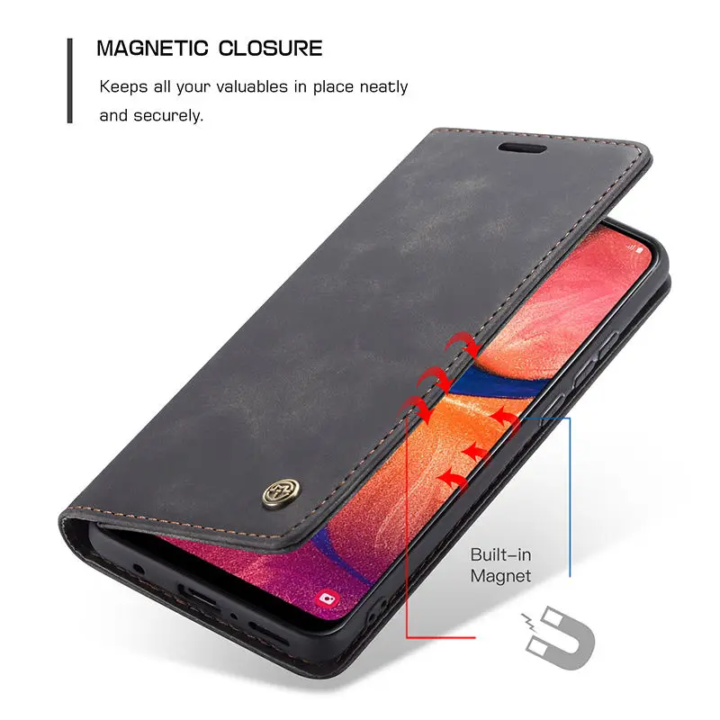 Роскошный чехол для Samsung galaxy A20 из матовой кожи с откидной крышкой и бумажником A30