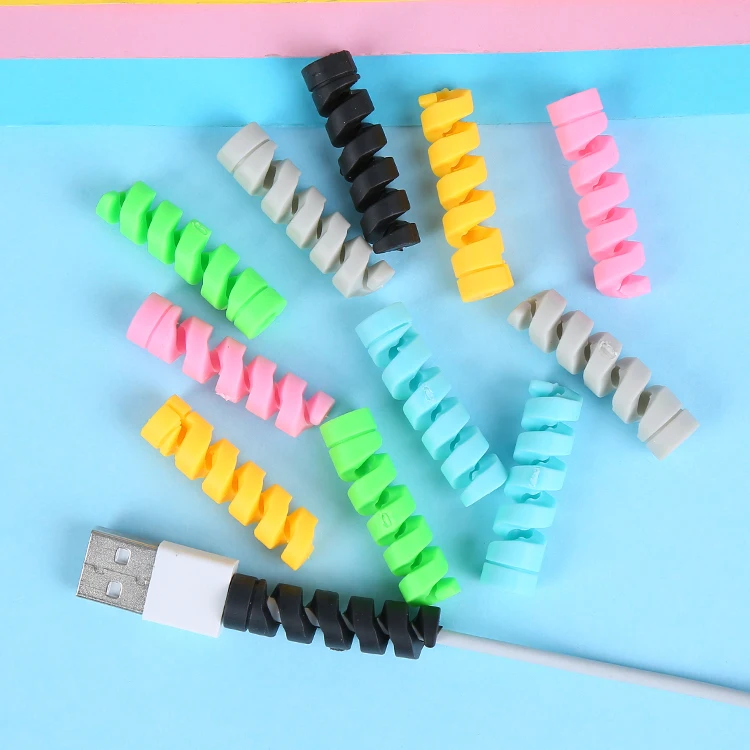 50pcs/lot Cartoon USB Cable Earphone Protector headphones line saver For Mobile phone charging data cable protection | Электроника
