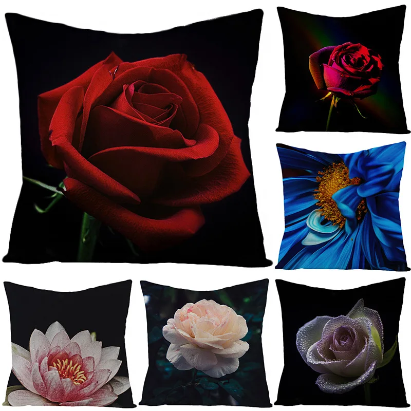 

2022 New Modern Simple 3D Red Flower Home Pillowcase Sofa Car Home Decor Luxury Cushion Cover Square 45*45cm Throw Pillow