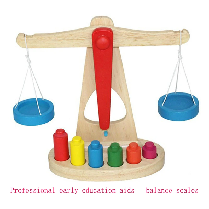 Деревянные весы железный поднос Монтессори детские математические Обучающие