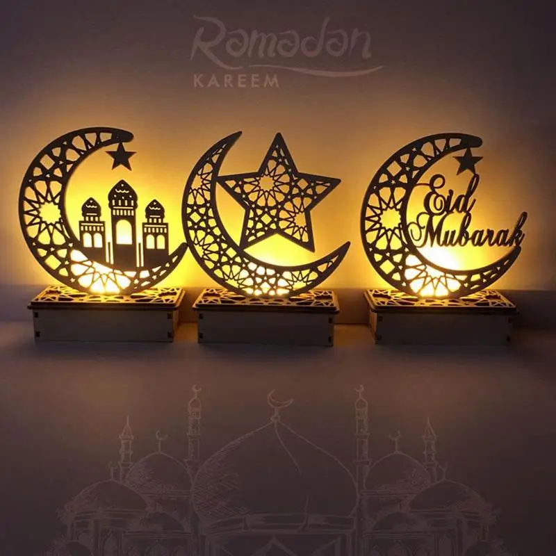 

DIY Wooden Moon Candle Lamp Pendant Eid Mubarak Ramadan Decoration Home Decoration