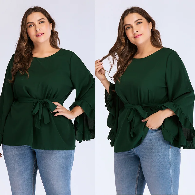 Новинка Сезон весна осень Размера плюс Топы для женщин длинные рукава большого