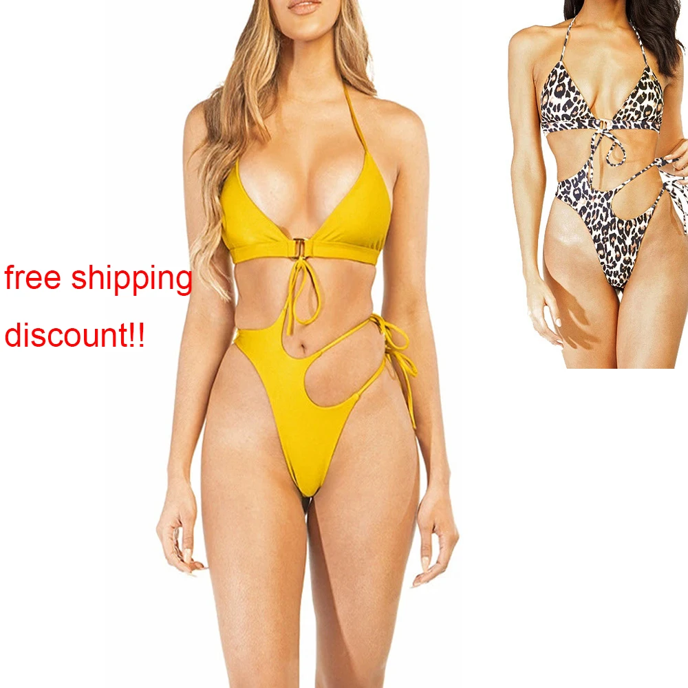 

2021 New Sexy Mesh One Piece Swimsuit Women Bandage Hollow Out Swimwear Female Bodysuit Push Up Monokini Bathing Suits Swim Lady