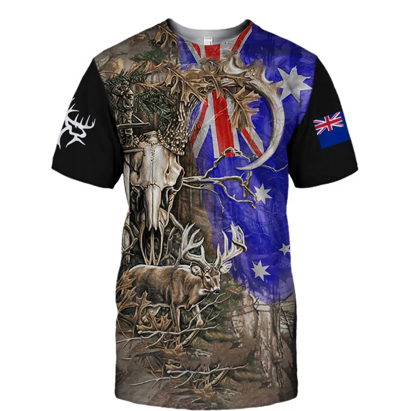 

Футболка в стиле Харадзюку с принтом оленя и короткими рукавами