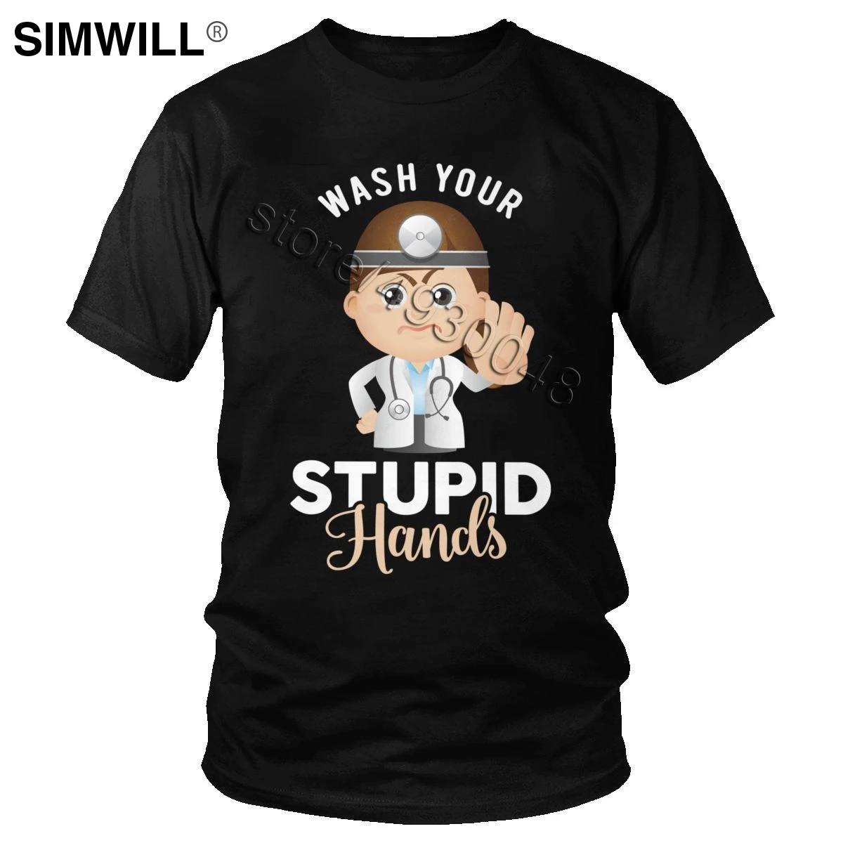 

Novelty Wash Your Stupid Hand T-Shirt Men Graphic Cotton Tee Top Round Neck Funny Short Sleeves Keep Healthy Tshirt Doctor Gift