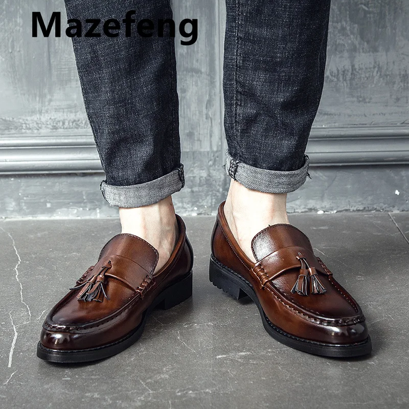 Mazefeng/Новинка года; Мужские модельные туфли; ручная работа; броги; кожаные свадебные туфли; мужские туфли на плоской подошве; кожаные оксфорды; официальная обувь