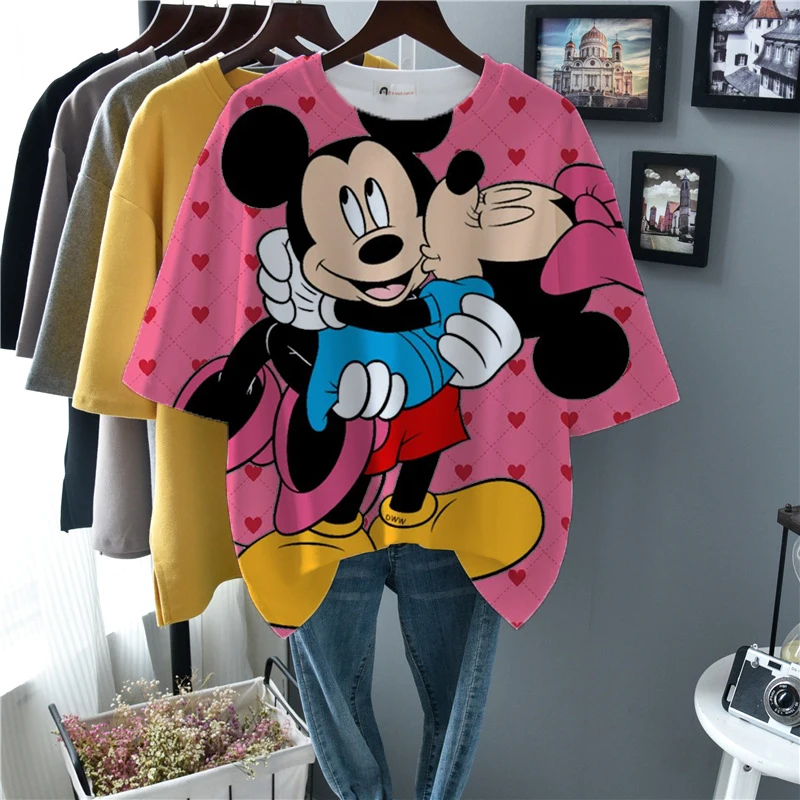 Футболка женская оверсайз с мультяшным рисунком Disney Повседневная Уличная одежда