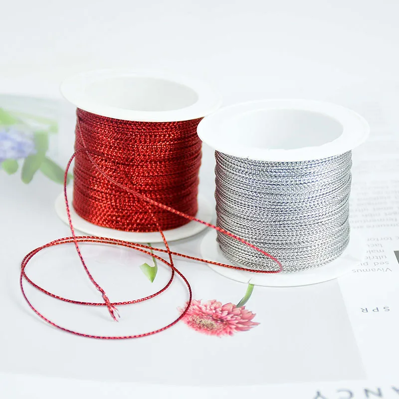 

20M 1mm Wire Rope Gold/Silver/Red Cord Thread String Strap Ribbon Tag Line Bracelet Making No-slip Clothing Gift Wrap Decor