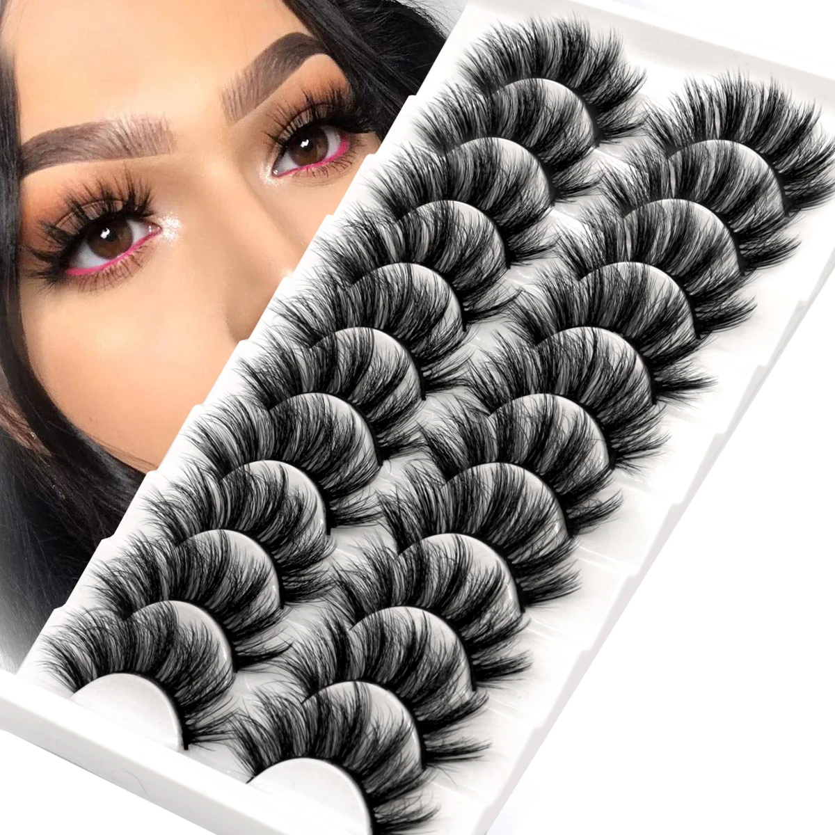 

Lashes 5/10 Pairs 3D Faux Mink Lashes Fluffy Soft Wispy Volume Natural long False Eyelashes Eye Lashes Reusable Eyelashs Makeup