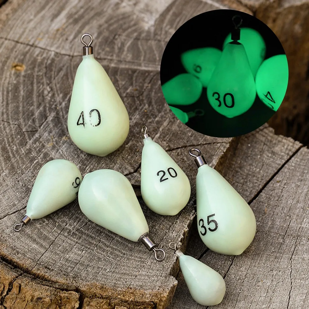 

Luminous Fishing Lead Sinkers 30-150g Tool Plumb Bob Weights 360 Degree Rotation Smooth Resist Chipping Long Lasting Color