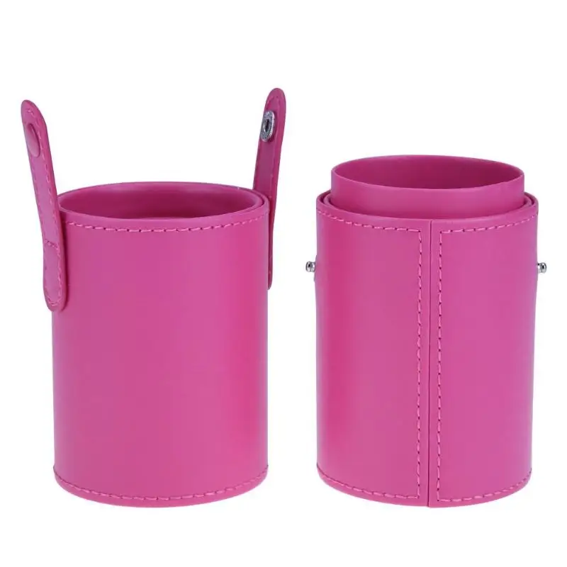 Кожаная Кисть для макияжа Ручка хранения пустой держатель Косметическая чаша