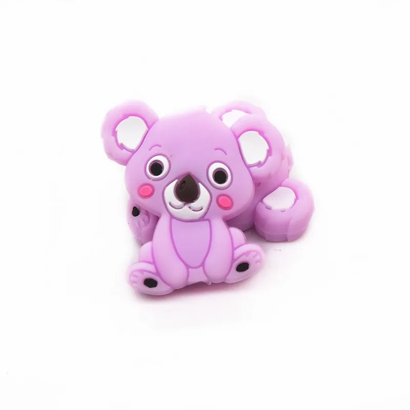 Lilac Chengkai 10 шт силиконовый Прорезыватель для зубов в форме единорога бусины DIY животное детский Прорезыватель для зубов Монтессори мультфильм ювелирные изделия игрушка изготовление Пингвин бусины - Цвет: Lilac