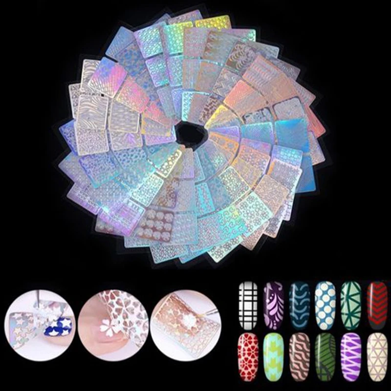 

12PCS Hollow Nail Sticker Stylish Self-adhesive Manicure Sticker Nail Art Accessory