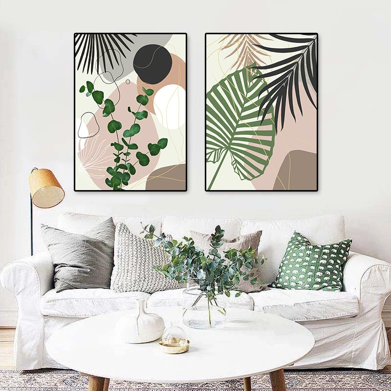 

Tropical Green Tree Leaf Posters and Prints Nordic Abstract Plant Wall Art Simple Living Room Home Decoration Canvas Painting
