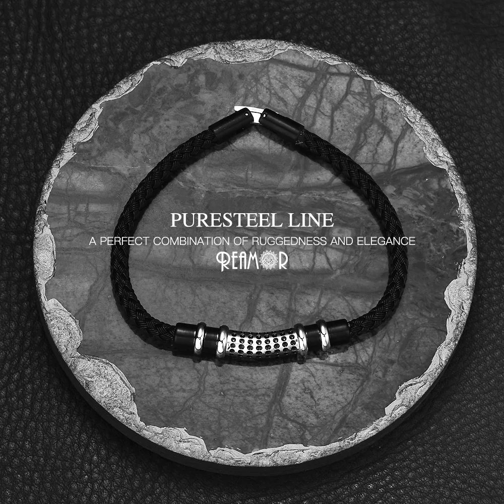 REAMOR простой стиль структурный дизайн мужские женские браслеты волнистые бусины