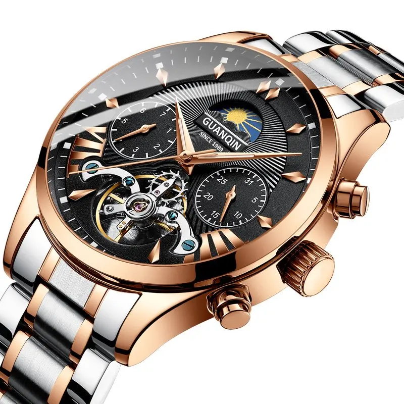 C GUANQIN автоматические/механические/роскошные часы золотые reloj hombre мужские часы мужские/мужские часы Топ бренд класса люкс tourbillon - Цвет: C