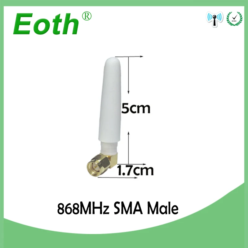 EOTH 5pcs 868mhz antenna 2~3dbi sma male 915mhz lora antene pbx iot module lorawan signal receiver antena high gain
