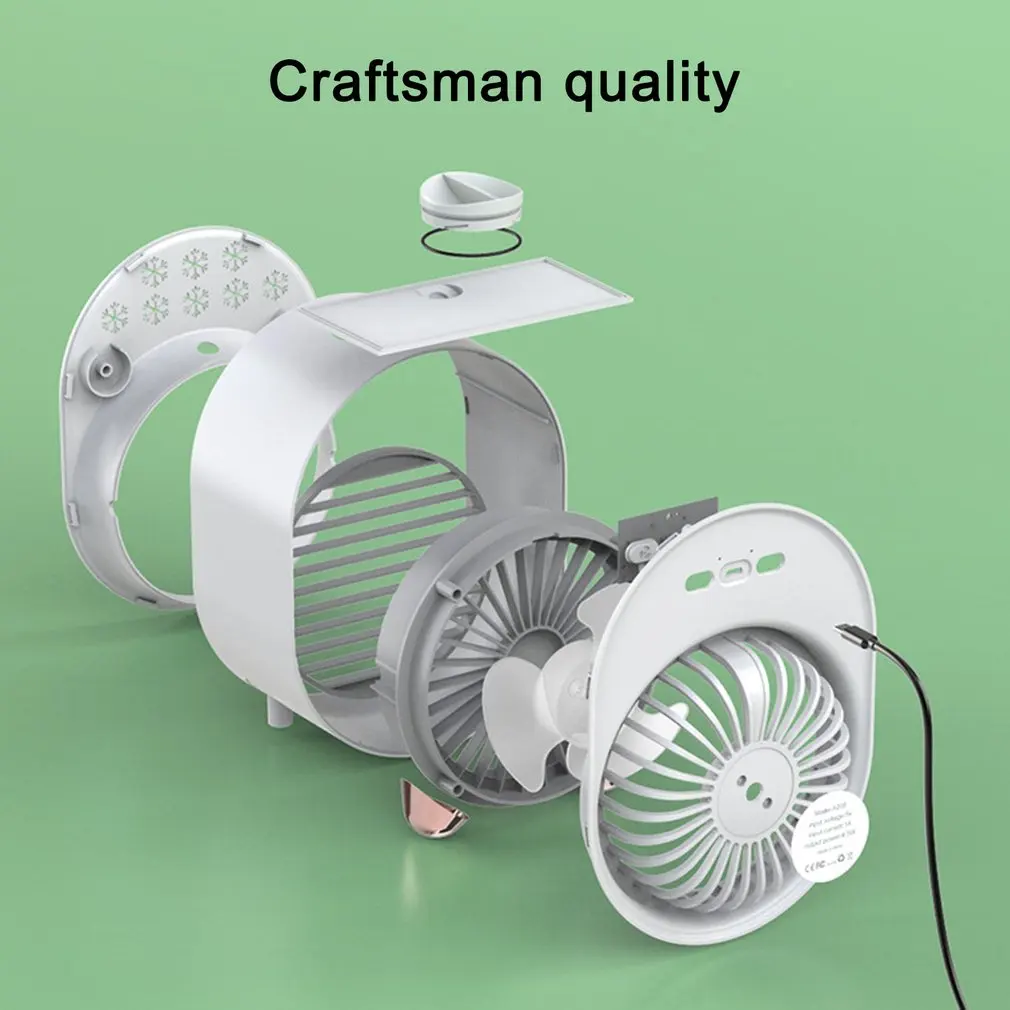 

Personal Air Cooler Evaporative Conditioner Desktop Cooling Fan Mini USB Air Conditioner Fan With 3 Wind Speeds Night Light