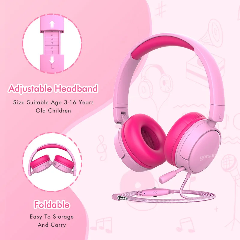 

Foldable A62 Mini Cat Ears Foldable Macaron On-ear Wired Headset Young People Kids Headset Cat Ear Noise Cancelling Headphones