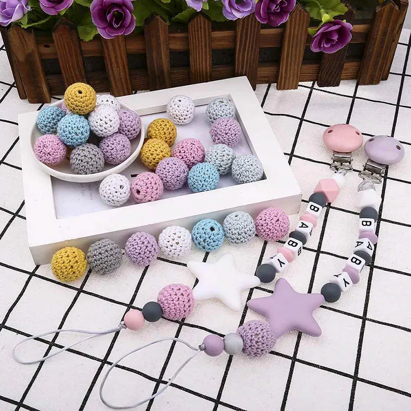 20 мм вязаные бусины жевательные бусины 5 шт. DIY кулон при прорезывании зубов цепи соски аксессуары Прорезыватель детский Прорезыватель