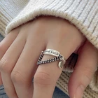 Кольцо изысканное женское, модное кольцо серебристого цвета с инициальной надписью Good Luck, винтажная цепочка с кисточками и улыбкой в стиле ретро, регулируемое, в подарок