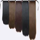 32 дюйма Длинные Синтетические волосы теплостойкое волокно Прямые волосы с конским хвостом искусственные волосы чип-в наращивание волос конский хвост