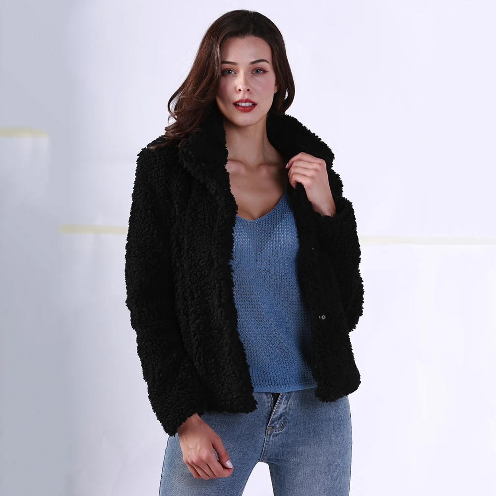 

Atoshare Faux Fur Coat 2020 Winter Teddy Fur Jacket Coat Women Casual Fashion Lamb Faux Fur Overcoat