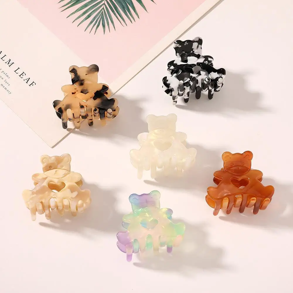 

New Acetate Plate Hair Clip Love Bear Hair Catching Cute Back Head Clip Hair Accessories Female