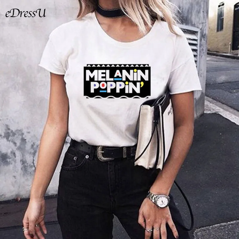 Женская хлопковая Футболка Melanin Poppin белая Повседневная футболка из модала в