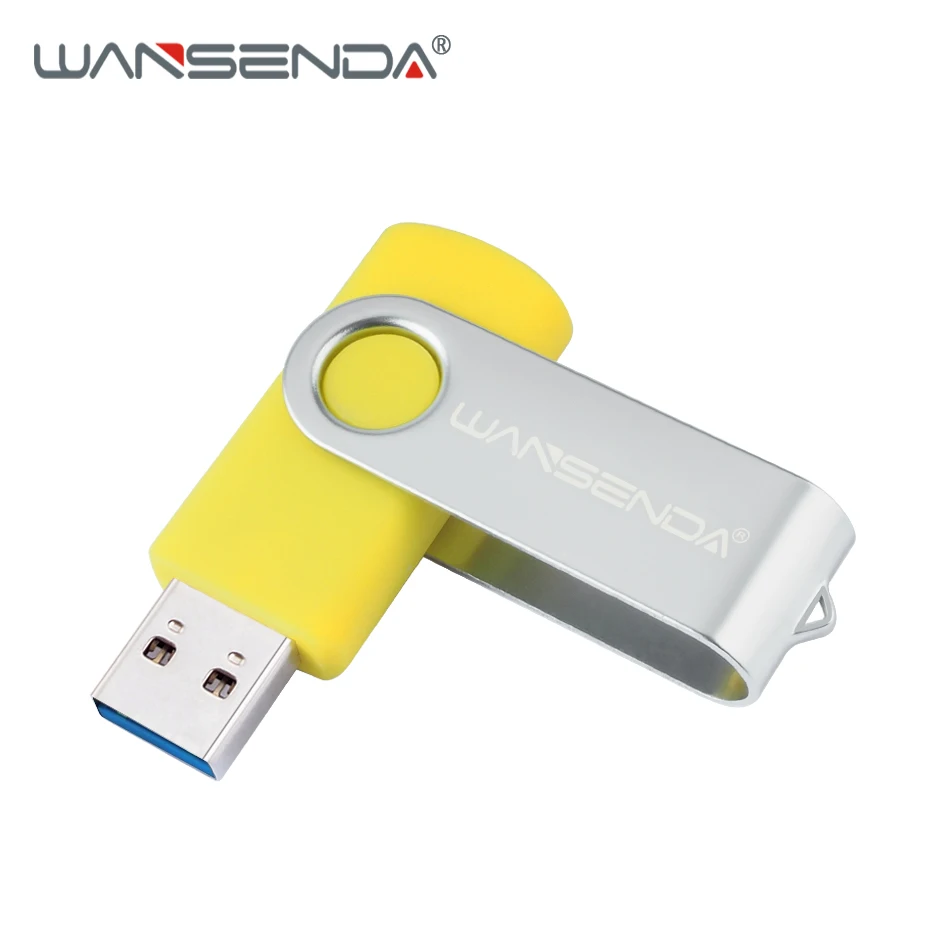 Цвет: желтый WANSENDA USB флеш-накопитель, Вращающаяся ручка, 32 ГБ, 64 ГБ, Usb флешка 3,0, 16 ГБ, 128 ГБ, 256 ГБ, флешка, флеш-карта памяти для планшетных ПК - Цвет: Цвет: желтый