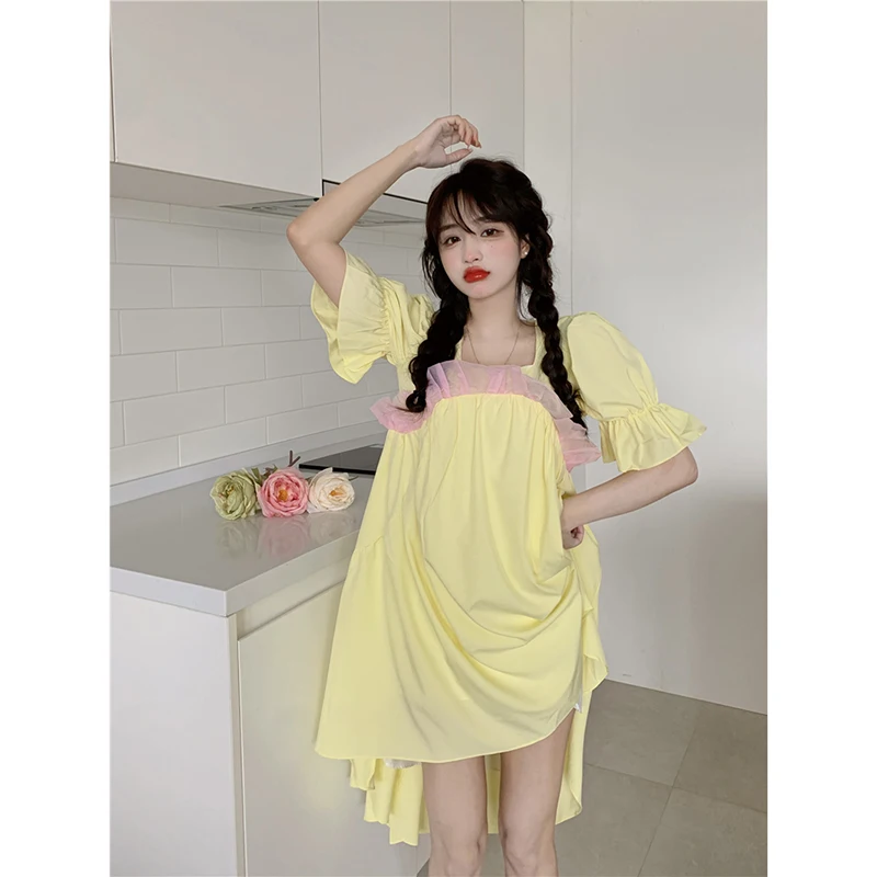 

Women Summer Casual Loose Cute Layered Solid Dress Party Beach Dresses Sundress Cascading Ruffle Mini Dress A228