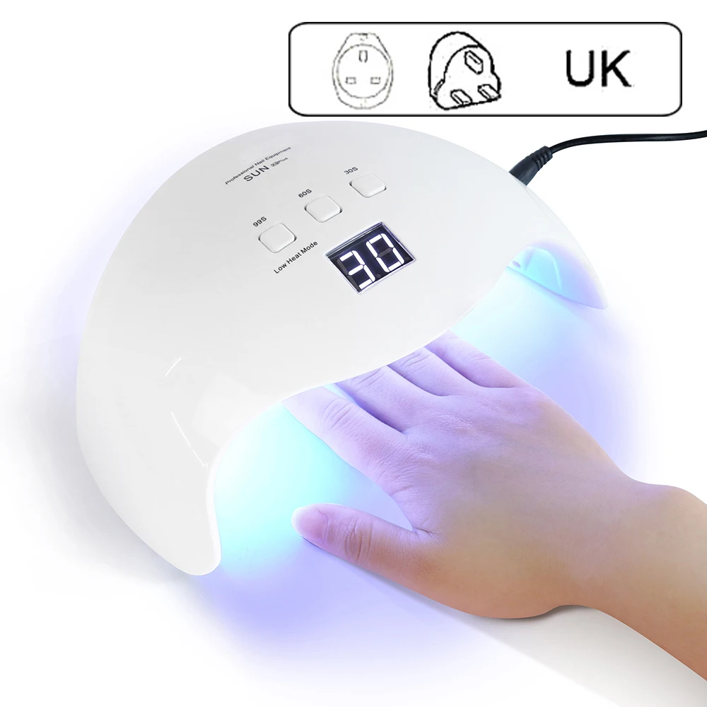 40W UK Plug SUN5 Pro 72 Вт УФ лампа светодиодный лампа для ногтей Сушилка для ногтей для всех гелей для ногтей солнечного света инфракрасного зондирования 10/30/60s Timer смарт-лампа для маникюра - Цвет: 40W UK Plug