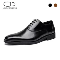 uncle saviano oxford brogue business dress wedding men shoes designer genuine leather handmand shoe office formal best man shoes