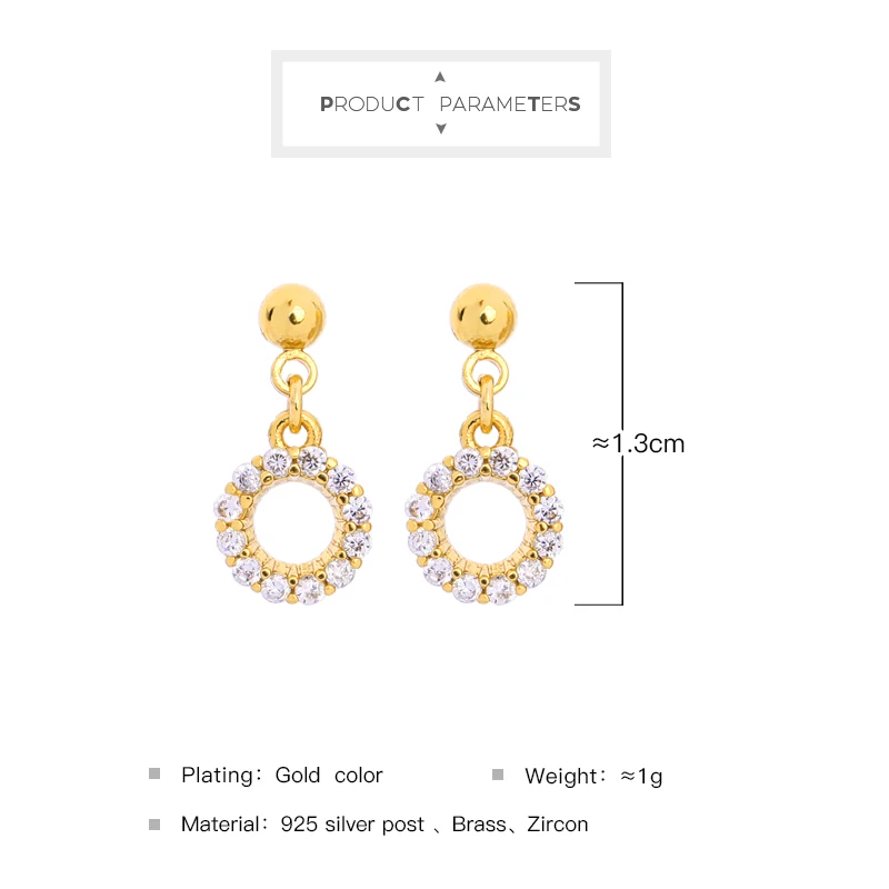 Romantic Drop Earring For Women Handmade Gold Color Zircon Round High Quality Wedding Date Gift Jewelry Accssory | Украшения и
