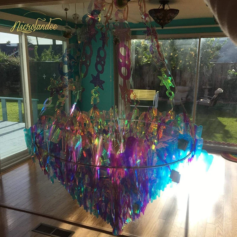 NICROLANDEE 14 дюймов Переливающаяся подвесная люстра в форме потолочного украшения