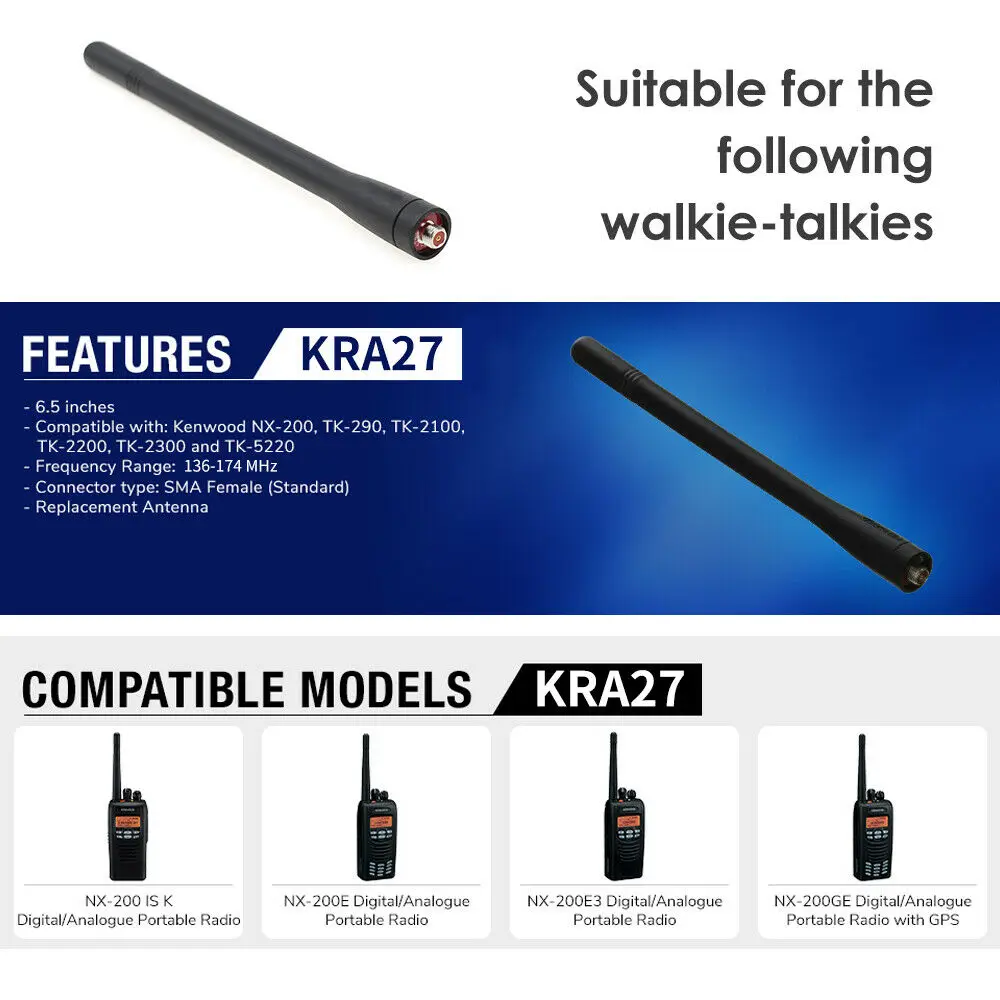 Qppxun 2 шт. KRA-27 VHF Whip антенна для Kenwood TK3160 TK3170 TK3180 NX300 NX320 радио | Мобильные телефоны и