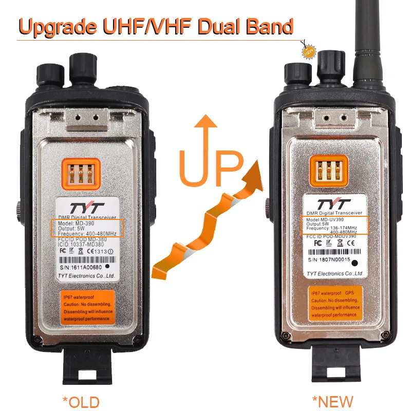 MD-UV390 DMR Radio GPS Waterproof IP67 TYT Walkie Talkie Upgrade of MD-390 Digital MD UV390 Dual Band VHF UHF 5W UV-5R | Мобильные