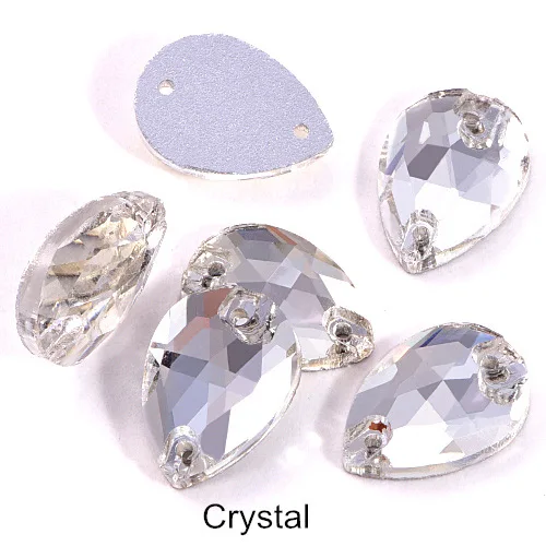 Crystal 6 размеров стеклянная Каплевидная форма пришить на Стразы Красочные пришивные камни с плоским основанием одежда для одежды Ювелирные изделия для одежды B1286 - Цвет: Crystal