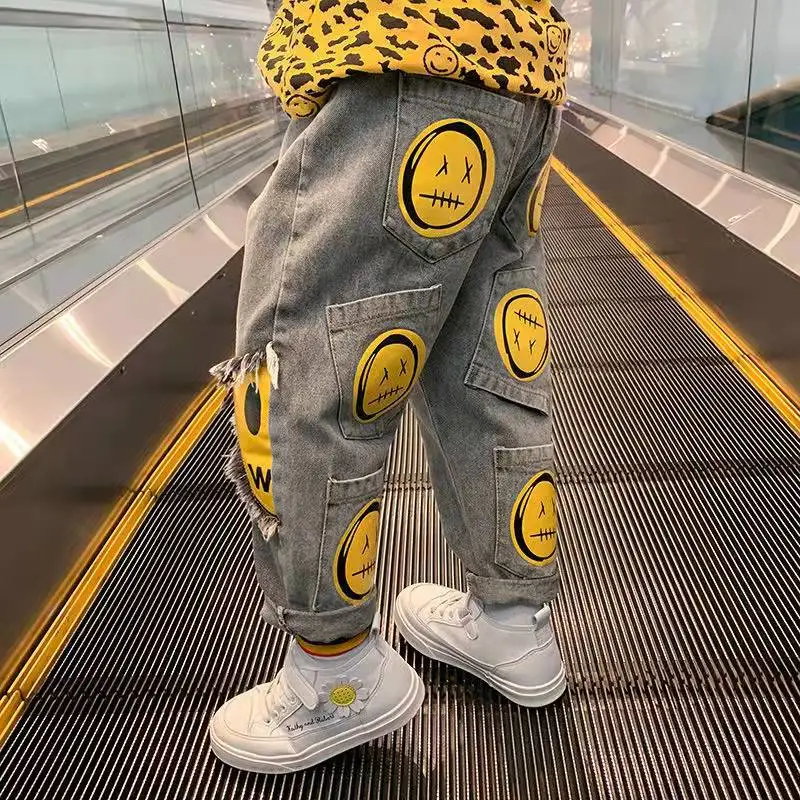 

Boys Jeans Spring 2022 New Style Boys Fashion Trousers Baby Denim Casual Trousers 1-10Y