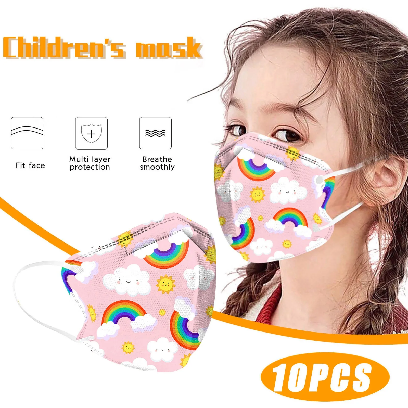 10 шт. одноразовые маски для детей с радужным принтом | Тематическая одежда и