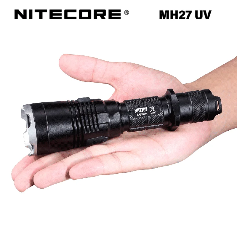 NITECORE MH27UV 1000 Lumens CREE XP-L HI V3 365nm ultraviolet red blue flashlight, USB charging